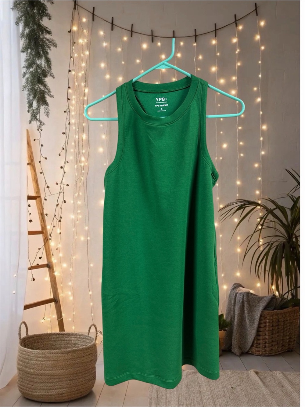 YPB neoKNIT Green Sleeveless Shift tank Dress sporty size small